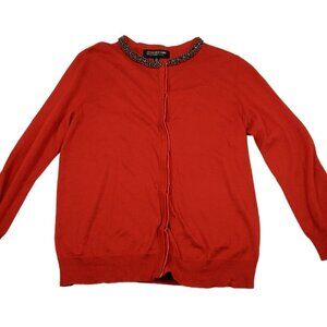 Jones New York Petite Medium Red Wool Cardigan